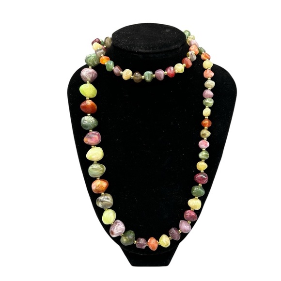 Jewelry - Vintage Chunky Multicolor Natural Stone Statement Necklace